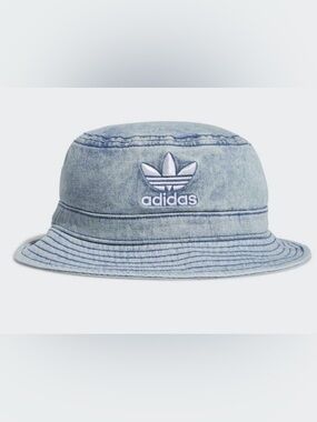 adidas Trefoil Denim Bucket Hat - Blue denim streetwear activewear 80s hip hop